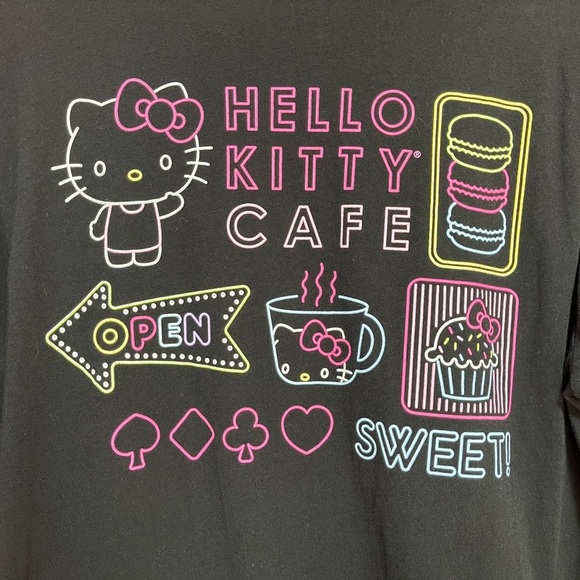 Hello Kitty Cafe black short sleeve shirt T-shirt women’s size XL - Picture 4 of 8